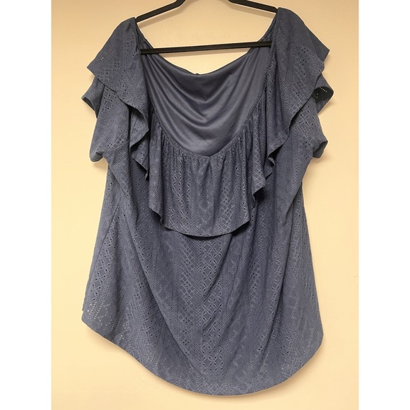 Lane‎ Bryant Navy Lace Blouse Size 26/28 - Picture 1 of 7